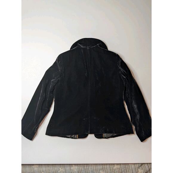 VTG 90s LL Bean Black Velvet Blazer Women’s Size 14 Silk Blend Gold Button... - Picture 8 of 14